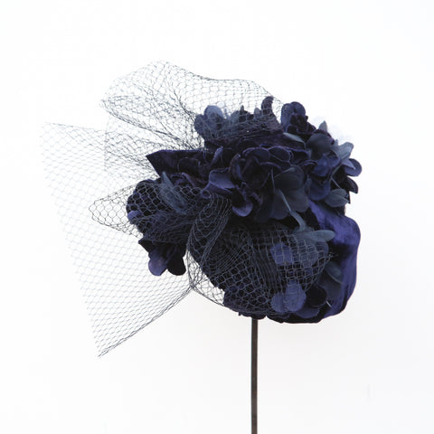 Navy Veiled Bow Fleur ~ SOLD