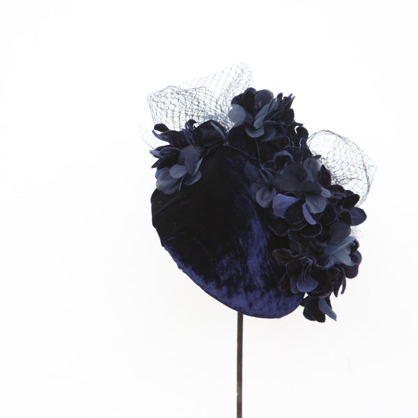 Navy Veiled Bow Fleur ~ SOLD