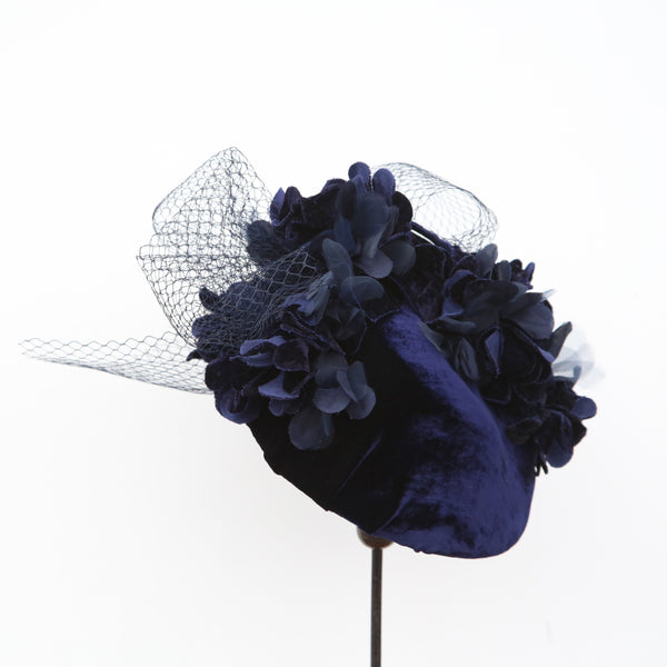 Navy Veiled Bow Fleur ~ SOLD