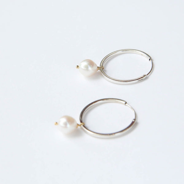 White Pearl Hoops